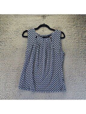 Tommy Hilfiger Top Women Large Blue Paisley Sleeveless Blouse